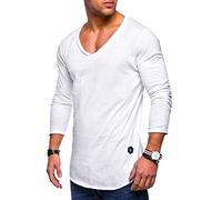 Langarmshirt BEHYPE "NUKE L/S", Herren, Gr. S, weiß, 100% Baumwolle, unifarben, Shirts, mit V-Ausschnitt (47193704-S) weiß