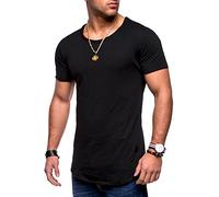 Rello & Reese Herren Oversize T-Shirt Crew Rundhals MT-7103 [Schwarz,