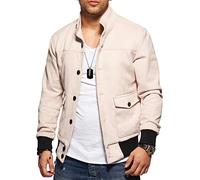 Rello & Reese Herren Suede Kunstlederjacke Jacke K-1001 [Beige,