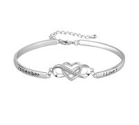 'Remember I Love You'' Damen Armbänder Unendliche Liebe Symbol Armband 925 Sterling Silber,Unendlichkeit Armband, Infinity Liebe Herz Armband Armkette Verstellbar Armband für Muttertag Geschenk