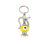 Remi Bijou Schlüsselanhänger - Teekanne Gießkanne Wasserkrug Ibrik Ibriq - Nazar Boncuk Türkisches Auge - Glücksbringer (gelb)