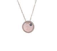 Remi Bijou - Wunderschöne Halskette mit rundem Anhänger - Gravurplatte Gravur Münze Nazar Boncuk Türkisches Auge Scheibe - Rosegold Farbe Zirkonia Strass (mit Gravur)