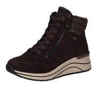 Keilstiefelette REMONTE, Damen, Gr. 44, braun (dunkelbraun), Leder, Textil, Schuhe, Keilboots, Schnürstiefelette mit wasserabweisender TEX-Membrane (41001348-44) dunkelbraun