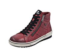 Schnürboots REMONTE, Damen, Gr. 44, rot (dunkelrot), Leder, Lederimitat, sportlich, Schuhe, Plateau, Schnürstiefelette, Boots in Crash-Optik (56989718-44) dunkelrot