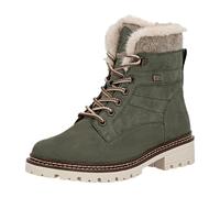 Winterstiefelette REMONTE "Elisabeth Hurley-Collection", Damen, Gr. 40, grün (khaki, beige), Nubukleder, Filz, Textil, casual, Schuhe, Schnürboots mit wasserabweisender TEX-Membran und Fiber Grip (634
