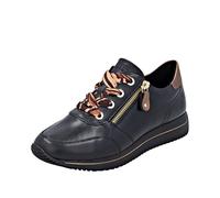 Keilsneaker REMONTE, Damen, Gr. 37, gold (schwarz, goldfarben), Leder, Lederimitat, unifarben mit Farbeinsatz, sportlich, Schuhe, Schnürschuh, Halbschuh, Freizeitschuh mit seitlichem Reißverschluss (4