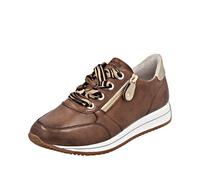 Keilsneaker REMONTE, Damen, Gr. 36, bunt (braun, goldfarben), Leder, Lederimitat, used, sportlich, Schuhe, Schnürschuh, Halbschuh, Freizeitschuh mit seitlichem Reißverschluss (31851546-36) braun, gold