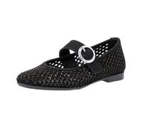 Riemchenballerina REMONTE, Damen, Gr. 42, schwarz, Textil, Ziegenveloursleder, Schuhe Riemchenballerina, Loafer, Sommerschuh mit Glitzersteine und Klettverschluss (49363948-42) schwarz