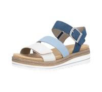 Keilsandalette REMONTE, Damen, Gr. 39, blau, sanftes weiß, Lederimitat, Schuhe, Keilabsatz, Sommerschuh, Sandale in veganer Verarbeitung (32819303-39) blau, sanftes weiß
