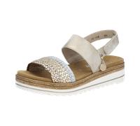 Keilsandalette REMONTE Gr. 40, beige (goldfarben, beige) Damen Schuhe Sandaletten mit Flechtbandage im Metalliclook (53903444-40)