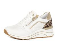 Remonte Keilsneaker D0T10-82 Damen Weiß/Leo Leder Gr. 43 Schnürer mit seitlichem Reißverschluss