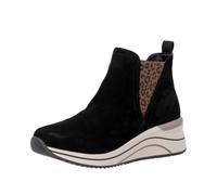 Keilstiefelette REMONTE, Damen, Gr. 43, schwarz (schwarz kombiniert), Leder, Schuhe, Boots, Chelseaboots, Plateaustiefelette mit Leo-Stretcheinsatz (97782304-43) schwarz kombiniert