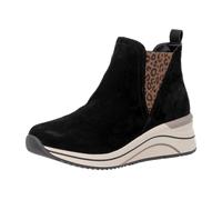 Keilstiefelette REMONTE, Damen, Gr. 37, schwarz (schwarz kombiniert), Leder, Schuhe, Boots, Chelseaboots, Plateaustiefelette mit Leo-Stretcheinsatz (97782304-37) schwarz kombiniert