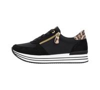 Plateausneaker REMONTE, Damen, Gr. 43, schwarz, leo, Textil, Schuhe Plateausneaker, Freizeitschuh, Halbschuh, Schnürer mit seitlichem Reißverschluss (54050122-43) schwarz, leo
