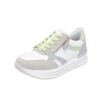 Plateausneaker REMONTE, Damen, Gr. 42, weiß (weiß, pastell), Leder, Lederimitat, kontrastfarbene Details, sportlich, Schuhe, Freizeitschuh, Halbschuh, Schnürschuh mit loser Soft-Einlage (55293460-42)