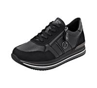 Plateausneaker REMONTE, Damen, Gr. 40, schwarz (schwarz, grau), Leder, Textil, sportlich, Schuhe, Schnürschuh, Halbschuh, Freizeitschuh mit gepolstertem Schaftrand (31055830-40) schwarz, grau