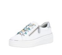 Plateausneaker REMONTE, Damen, Gr. 43, weiß, perlmutt, Leder, unifarben mit Farbeinsatz, Schuhe Plateausneaker, Freizeitschuh, Halbschuh, Schnürer mit Wechselfußbett (25290823-43) weiß, perlmutt