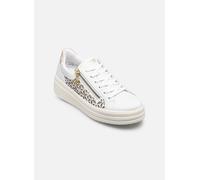 Plateausneaker REMONTE, Damen, Gr. 39, weiß, goldfarben, Leder, Lederimitat, Schuhe Plateausneaker, Halbschuh, Schnürschuh mit Perforation und seitlichem Reißverschluss (44411528-39) weiß, goldfarben