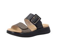 Pantolette REMONTE, Damen, Gr. 45, schwarz, natur, Leder, Textil, Flechtoptik, Schuhe Pantolette, Sommerschuh, Strandschuh, Schlappen mit Lite´n Soft-Ausstattung (84717341-45) schwarz, natur