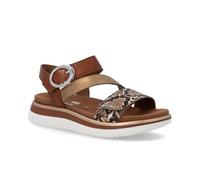 Plateausandale REMONTE, Damen, Gr. 40, braun kombiniert, Leder, Lederimitat, Reptilienprägung, metallic, Schuhe, Sommerschuh, Sandalette mit praktischen Klettverschlüssen (59369952-40) braun kombinier