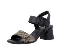 Sandalette REMONTE, Damen, Gr. 42, schwarz, natur, Leder, Textil, Flechtoptik, Schuhe Sandalette, Sommerschuh, Blockabsatz mit praktischem Klettverschluss (90206729-42) schwarz, natur