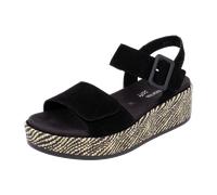 Sandalette REMONTE "Elisabeth Hurley-Collection", Damen, Gr. 39, schwarz, Veloursleder, modisch, Schuhe, Keilabsatz, Sommerschuh, Riemchensandale mit bezogenem Plateau (93340623-39) schwarz