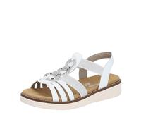 Sandale REMONTE Gr. 39, silberfarben (weiß, silberfarben) Damen Schuhe Keilsandaletten Sommerschuh, Sandalette, Keilabsatz, mit praktischen Gummizügen (67554308-39)