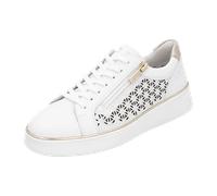 Plateausneaker REMONTE, Damen, Gr. 43, gold (weiß, goldfarben), Leder, Lederimitat, kontrastfarbene Details, sportlich, Schuhe, Freizeitschuh, Schnürer, Halbschuh mit Perforation (91258622-43) weiß, g