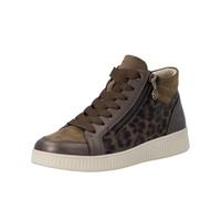 Sneakerboots REMONTE, Damen, Gr. 43, metallic, leo, braun, Leder, Lederimitat, Schuhe Sneakerboots, Schnürboots, Stiefelette mit seitlichem Reißverschluss (45775113-43) metallic, leo, braun