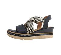 Remonte Damen Keilsandalen D2L54, Frauen Sandalen,offene Schuhe,Strandschuhe,Keilsandaletten,Keilabsatz,Wedge-Heel,hoch,schwarz Kombi (03),37 EU