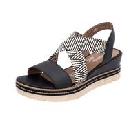 Remonte Damen Keilsandalen D2L54, Frauen Sandalen,Keilabsatz,Wedge-Heel,Sommerschuhe,Freizeitschuhe,offene Schuhe,Strandschuhe,schwarz Kombi (03),39 EU