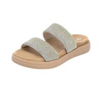 Pantolette REMONTE, Damen, Gr. 38, beige (creme), Textil, modisch, Schuhe, Plateau, Sommerschuh, Schlappen mit funkelenden Strasssteinen (66295153-38) creme