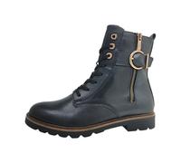 Schnürstiefelette REMONTE, Damen, Gr. 37, schwarz, Leder, Lederimitat, Schuhe Schnürstiefelette, Schnürboots, Casual-Stiefelette, Blockabsatz, mit großer Zierschließe (19792614-37) schwarz