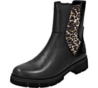 Chelseaboots REMONTE "Elisabeth Hurley-Collection", Damen, Gr. 36, schwarz (schwarz, leo), Leder, Elastischer Einsatz, animal-print, modisch, Schuhe, Boots, Stiefelette, Profilsohle und Innenreißversc