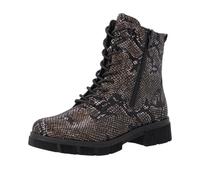 Remonte Schnürstiefelette D2S72 Damen Gr. 39 Braun/Schwarz Lederimitat Schlangenoptik Blockabsatz