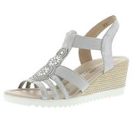 Remonte D3461 Damen Sandale, Sandalette, Sommerschuh, Keilabsatz in Flechtoptik, elastische Riemen silber/platin (silber/steel-silver/90), EU 41