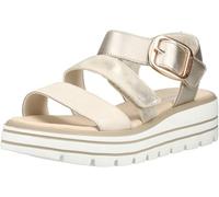 Keilsandalette REMONTE "Remonte Sandalen Leder", Damen, Gr. 37, beige, gold, Leder, Schuhe (24850009-37) beige, gold