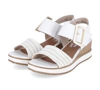 Sandalette REMONTE "ELLE-Collection", Damen, Gr. 38, weiß, goldfarben, Leder, Textil, Flechtoptik, Schuhe Sandalette, Sommerschuh, Sandale, Bequemschuh mit Klett unter der Zierschnalle (82244954-38) w
