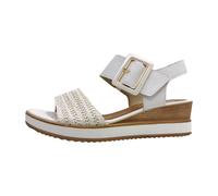 Sandalette REMONTE "ELLE-Collection", Damen, Gr. 40, weiß, goldfarben, Leder, Textil, Flechtoptik, Schuhe Sandalette, Sommerschuh, Sandale, Bequemschuh mit Klett unter der Zierschnalle (82244954-40) w
