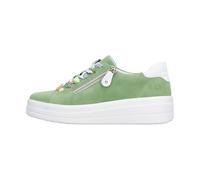 Plateausneaker REMONTE, Damen, Gr. 38, grün, weiß, Veloursleder, unifarben mit Farbeinsatz, Schuhe Plateausneaker, Freizeitschuh, Halbschuh, Schnürer mit Wechselfußbett (78164904-38) grün, weiß
