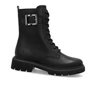 Schnürboots REMONTE, Damen, Gr. 44, schwarz, Leder, unifarben, Basic, Schuhe, Stiefelette, Boots, Profilsohle, Blockabsatz mit Zierschnalle (45378118-44) schwarz