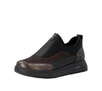 Slip-On Sneaker REMONTE, Damen, Gr. 42, braun (schwarz kombiniert), Lederimitat, Textil, Schuhe, Casual-Schlupfschuh, Slipper mit Reißverschluss vorne (12421865-42) schwarz kombiniert