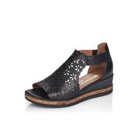 Keilsandalette REMONTE Gr. 39, schwarz Damen Schuhe Sandaletten mit floralem Laser-Muster (73498551-39)