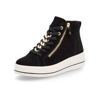 Remonte Damen High-Top Sneaker D1C70, Frauen Halbschuhe,lose Einlage,Laufschuhe,schnürschuhe,schnürer,schnürstiefeletten,mid Cut,schwarz (02),38 EU