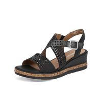 Remonte Damen Keilsandalen D3069, Frauen Sandalen,Strandschuhe,Keilsandaletten,Keilabsatz,Wedge-Heel,hoch,Sommerschuhe,offene Schuhe,schwarz (02),42 EU
