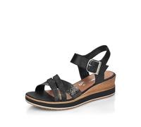 Sandalette REMONTE Gr. 40, schwarz (schwarz, grau) Damen Schuhe Sandaletten Sommerschuh, Sandale, Keilabsatz, mit Reptilien-Prägung (23630119-40)