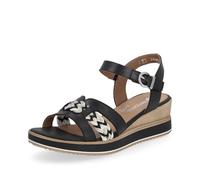 Remonte Damen Keilsandalen D6461, Frauen Sandalen,Keilsandaletten,Keilabsatz,Wedge-Heel,hoch,Sommerschuhe,Freizeitschuhe,schwarz Kombi (02),36 EU