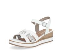 Remonte Damen Keilsandalen D6461, Frauen Sandalen,offene Schuhe,Strandschuhe,Keilsandaletten,Keilabsatz,Wedge-Heel,hoch,Weiss Kombi (80),41 EU