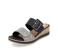 Pantoffel REMONTE, Damen, Gr. 40, beige (schwarz, creme), Leder, Textil, Flechtoptik, modisch, Schuhe, Keilabsatz, Sommerschuh, Bequemschuh mit Softfußbett (40037761-40) schwarz, creme