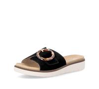 Pantolette REMONTE, Damen, Gr. 42, schwarz, Ziegenveloursleder, unifarben, Basic, Schuhe Pantolette, Sommerschuh, Hausschuh mit praktischem Klettverschluss (13136346-42) schwarz